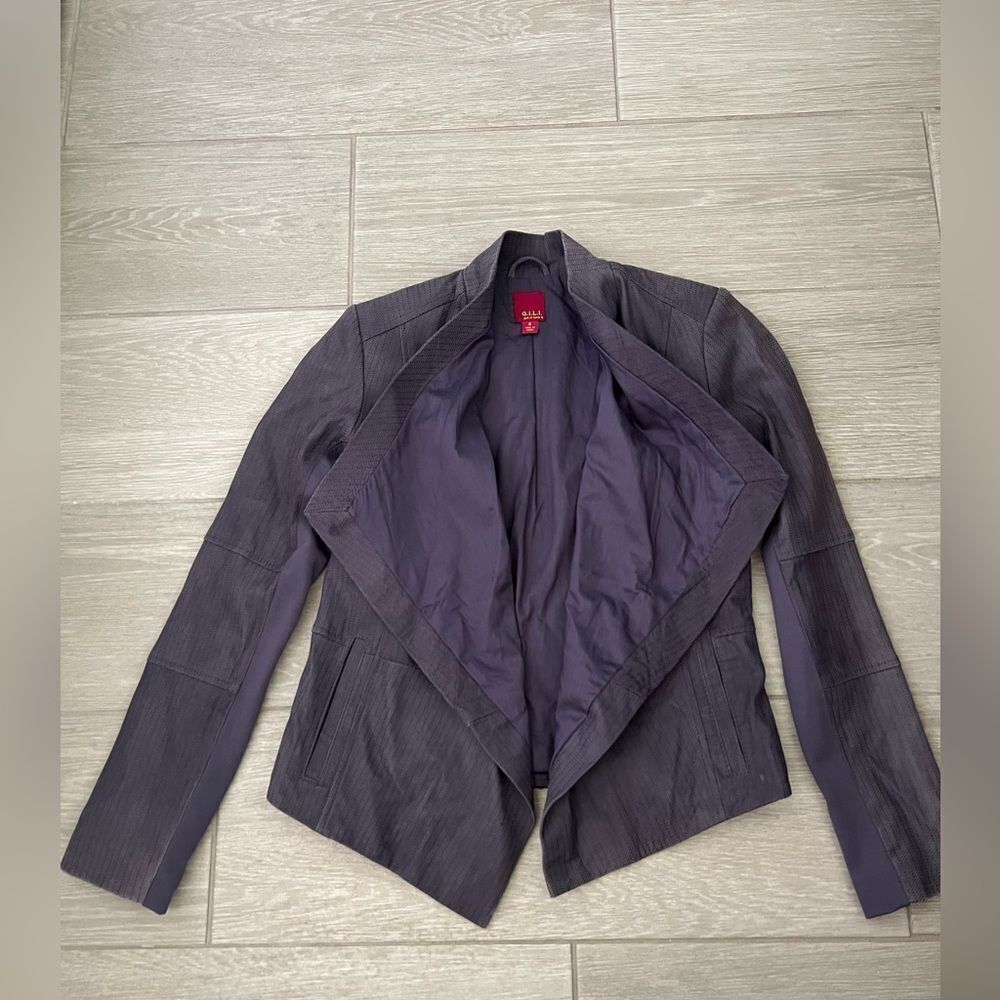 GILI Leather Jacket Open Front size 0 Dusty Purple - Picture 3 of 6